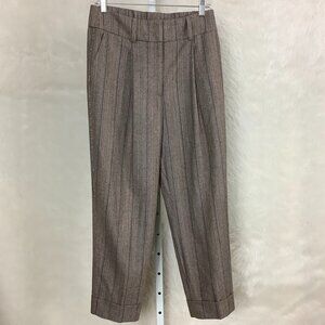 Peserico Wool Tan, Gray, Blue & Silver Monil Chain Stripe Cuffed Trousers 8